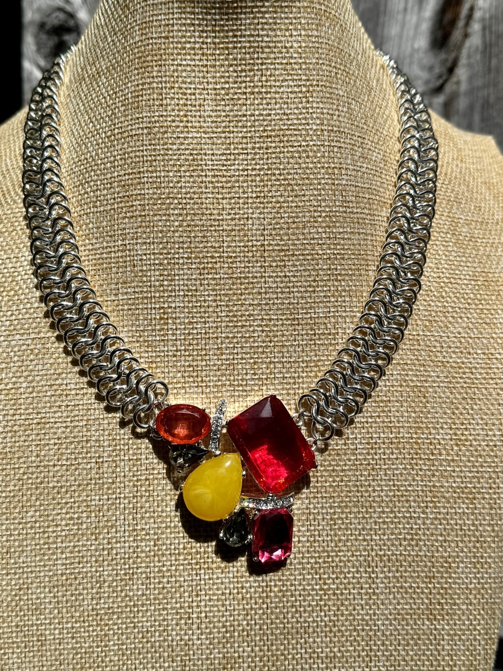 Multicolor Crystal Statement Necklace